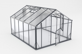 SANUS HYBRID XL-10, grudintas stiklas sienoms, 6mm polikarbonatas stogui, spalva Juoda RAL9005
